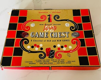 Vintage 1954 Transogram Game Chest 52 Variety