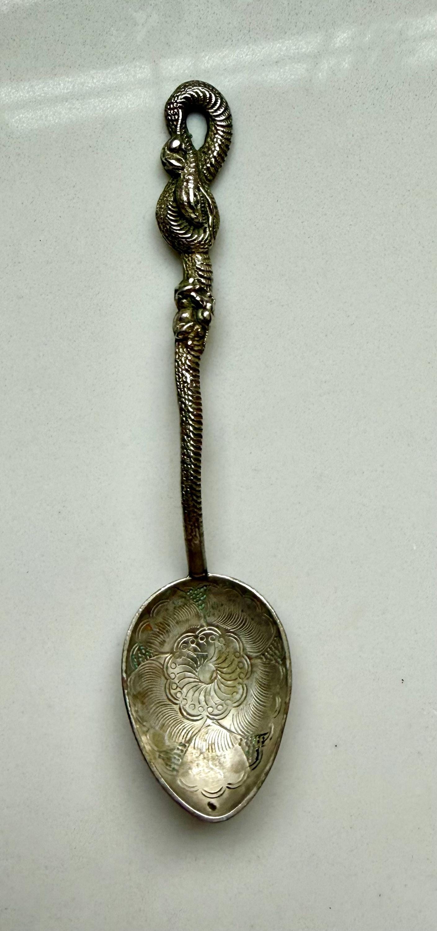 銀器スプン Vintage NAGASAKI JAPAN Antique .84 Silver Spoon With Snake