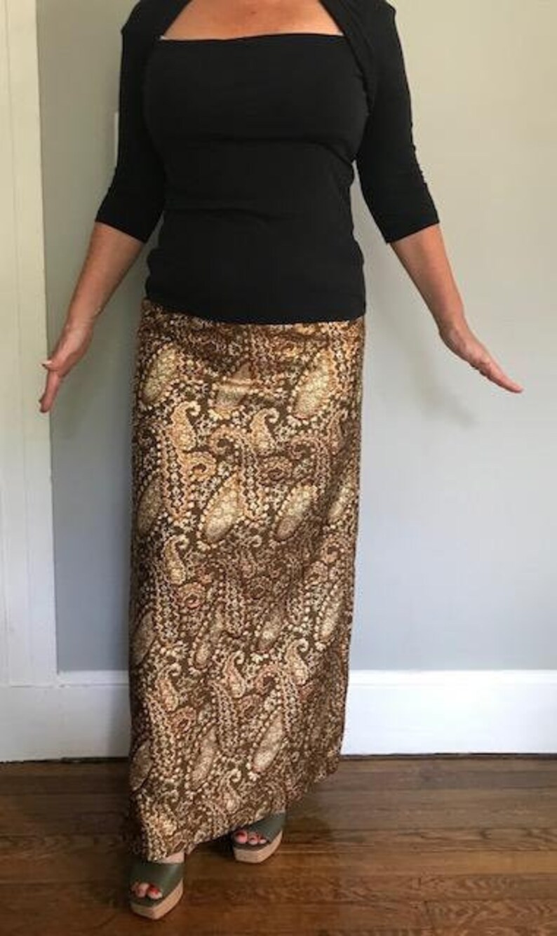 SALE-Vintage Brocade Gold Metallic Paisley Maxi Skirt 1960/'s-1970/'s Peck /& Peck 5th Avenue NYC