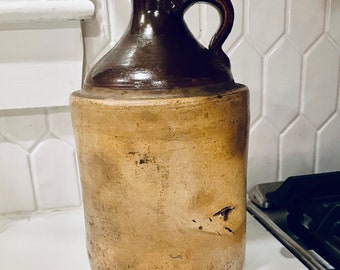 Antique Primitive Turkey Drip Stoneware Jug