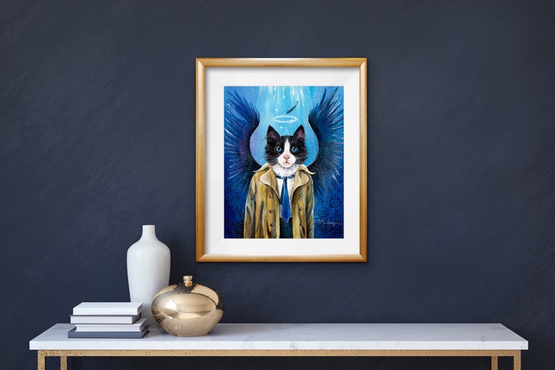 Cattiel 11x 14 and 12x 16 Art Prints 5x 7 Cat art by Angel Egle Wierenga 8x 10 Please read Description for details