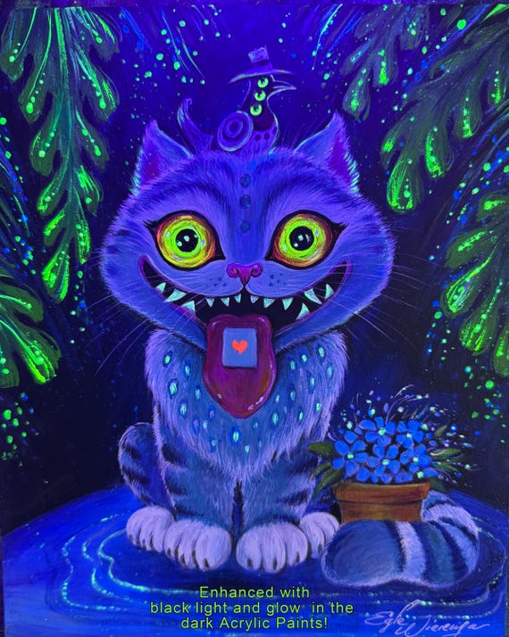 ダーピータイガーキャットジクレープリント、気まぐれな猫アート、壁