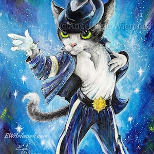Giclée Prints & CANVASES, &quot;The King of Paws&quot;, Michael Jackson, Cat art (Please read &quot;Description&quot; for details below)