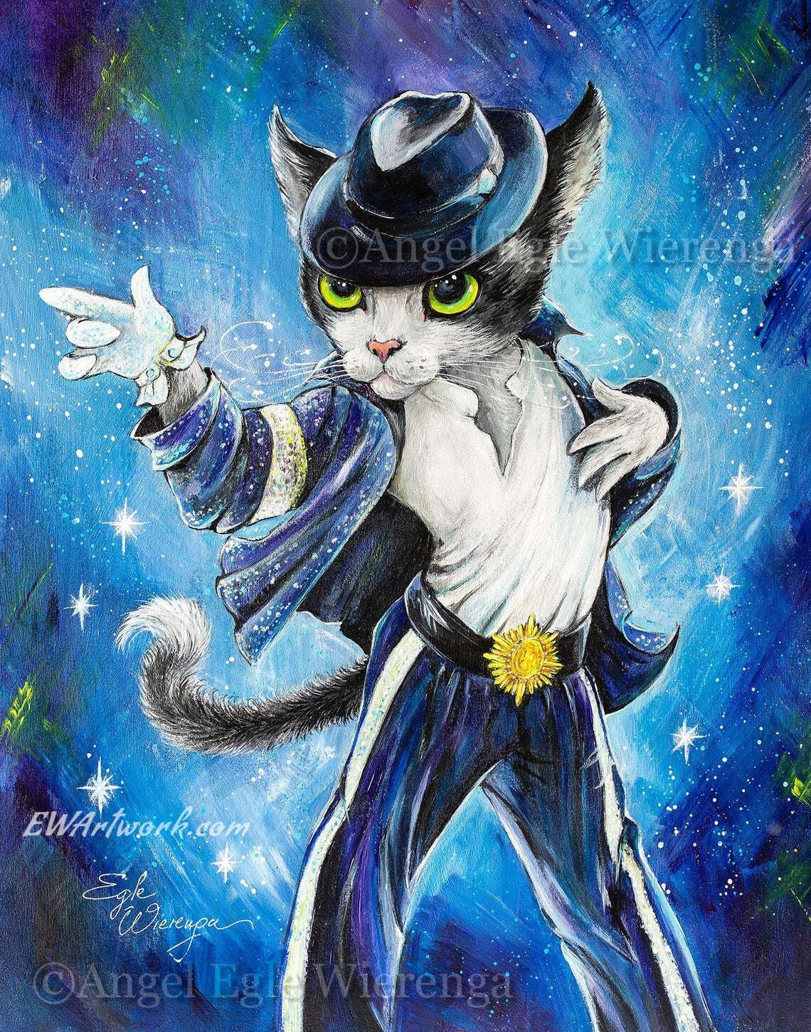 ジクレー版画とキャンバス、「The King of Paws」、マイケル