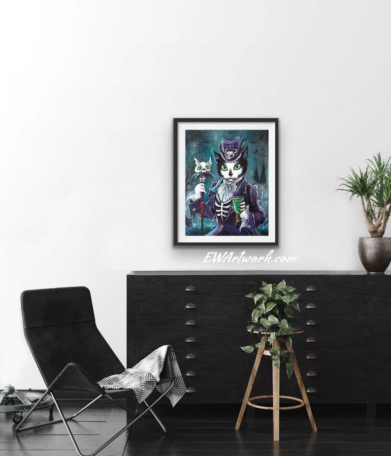 Giclee Prints & CANVASES, Baron SamCatdi, Baron Samedi, Voodoo cat, Spooky Cat art Please read Description below for details image 5