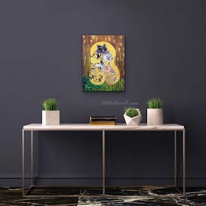 Giclée Prints & CANVASES, The Kitty Kiss , the kiss, Klimt, Wall art, Cat art Please read Description for details below image 7