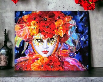 CANVAS 11"x 14" "Flowers in Bloom" Mardi Gras, Embellished Giclée canvas. End of Cycle, Only Two Left! (Please read description).