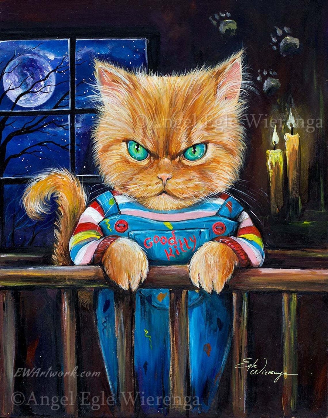 ジクレープリント＆キャンバス、「Good Kitty」、チャッキー、不気味な