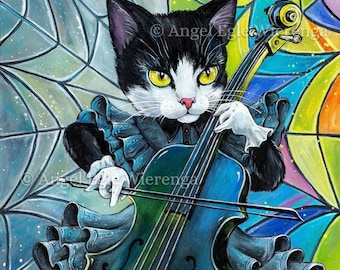 Giclee Prints & CANVASES, "Wednesday Cattams", Wall art, cat art (please read "Item details" in Description below)