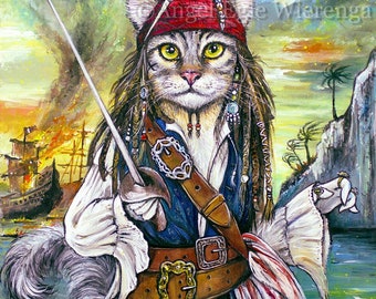 ジクレー版画とキャンバス、猫のアート、パイライト猫（詳細は下記の