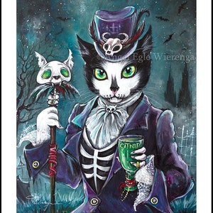 Giclee Prints & CANVASES, Baron SamCatdi, Baron Samedi, Voodoo cat, Spooky Cat art Please read Description below for details image 2