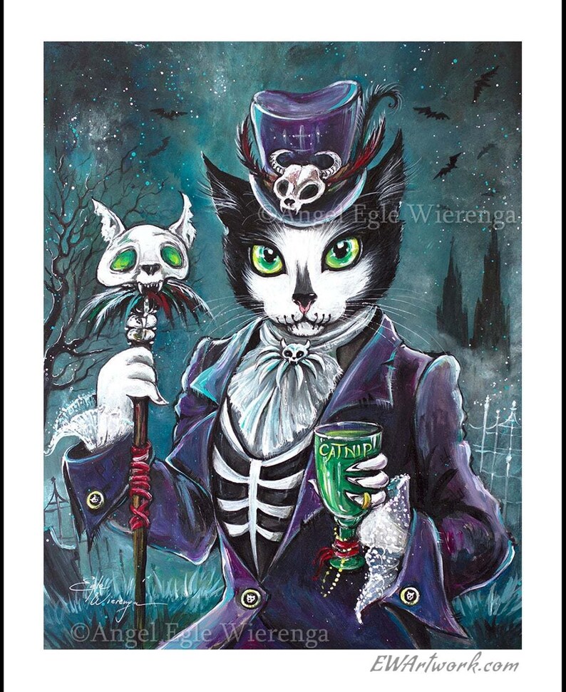 Giclee Prints & CANVASES, Baron SamCatdi, Baron Samedi, Voodoo cat, Spooky Cat art Please read Description below for details image 2