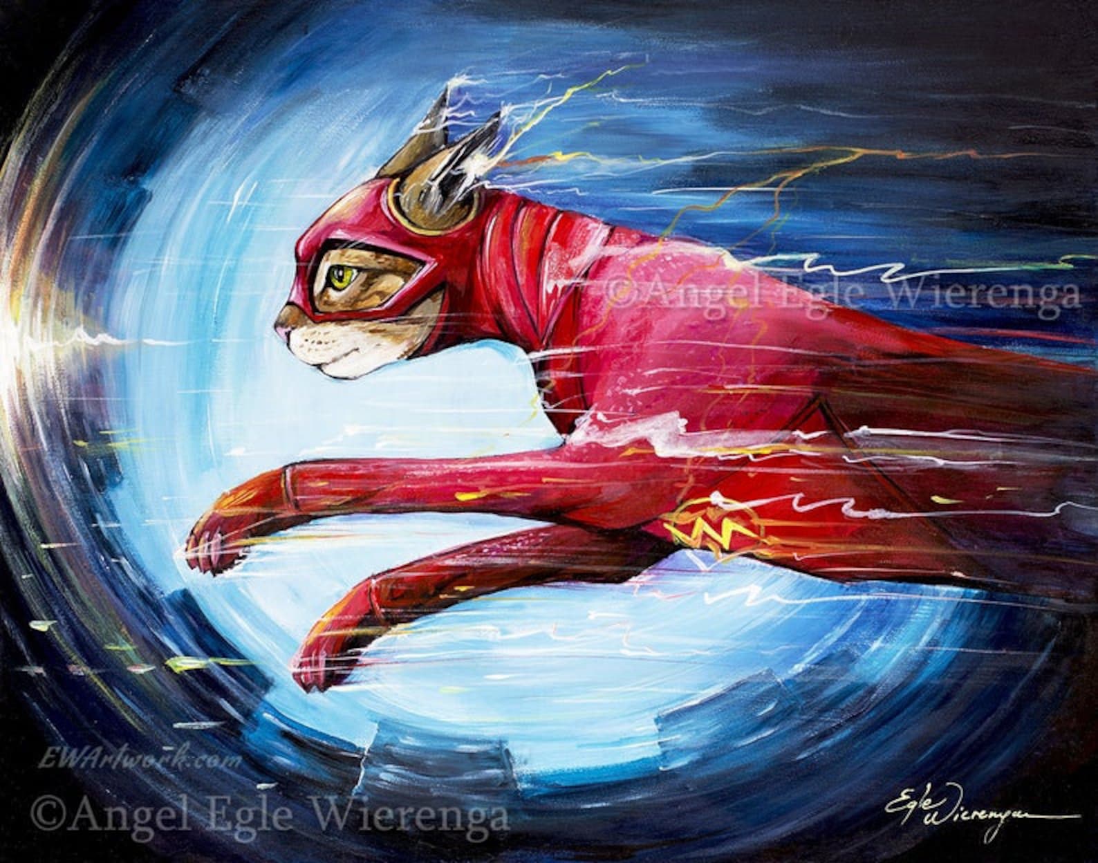 ORIGINAL PAINTING The Flashcat The Flash cat Etsy