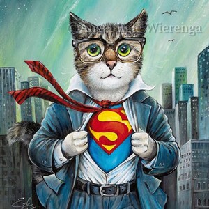 Giclée Prints & CANVASES, &quot;The Cat of Steel&quot;,  cat art  (Please read Description below for details)