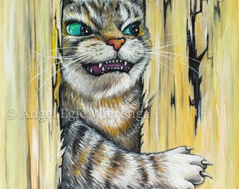 Giclee Prints & CANVASES, "Here's Kitty", Wall art, cat art (please read "Item details" in Description below)