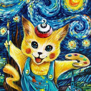 Giclée Prints & CANVASES, &quot;Pika Kitty&quot;, Game, Anime, Pikachu, Cat art (Please read Description below for details)