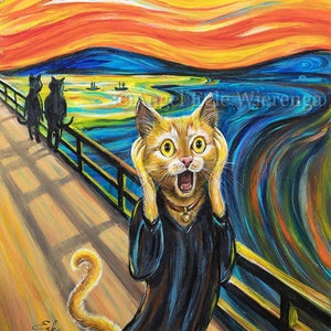 Giclée Prints & CANVASES &quot;The Cat Scream&quot;, Original Cat Art ( Please read Description below for details)