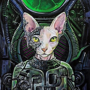 Giclée Prints & CANVASES, LoCatus of Borg, Cat art Please read Description below image 1