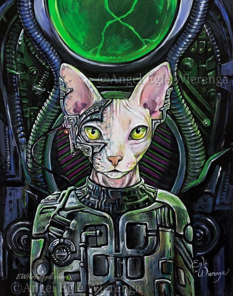 Giclée Prints & CANVASES, LoCatus of Borg, Cat art Please read Description below image 1