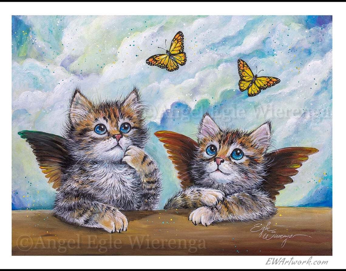 システィーナ子猫アートプリント、猫天使ジクレー、マドンナキャンバス