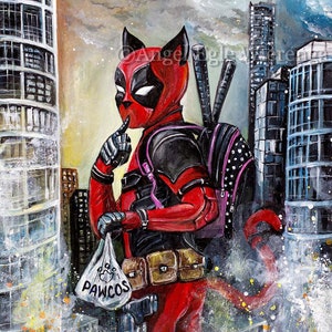Giclée Prints & CANVASES, &quot;Catpool&quot;, Cat art (Please read Description below for details)