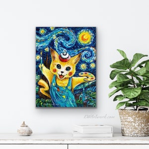 Giclée Prints & CANVASES, Pika Kitty, Game, Anime, Pikachu, Cat art Please read Description below for details image 6