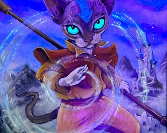 Supreme Master CANVASES Giclée, "Kitty Aang", Hand Embellished with acrylics paints, limited to 5 "Item details" in Description