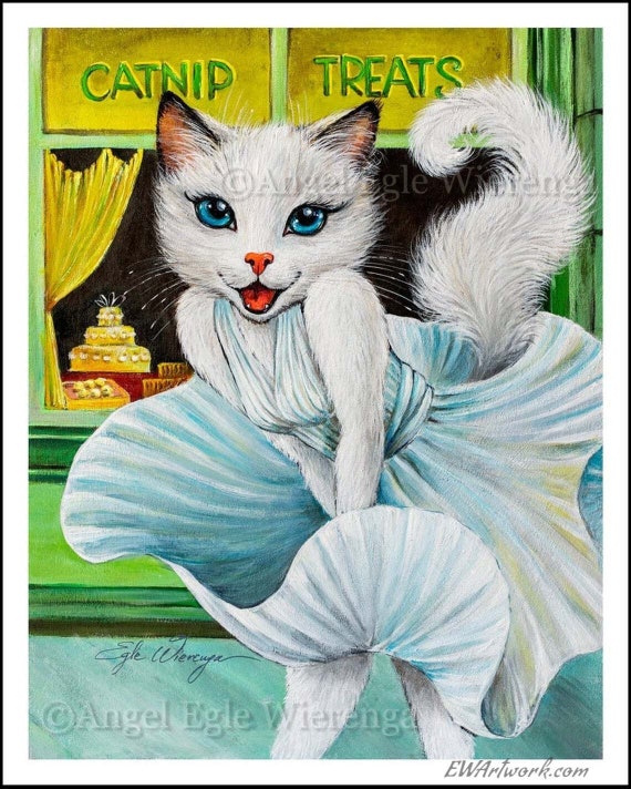 ジクレー版画＆キャンバス「Meowlyn Monroe」、マリリン・モンロー、猫
