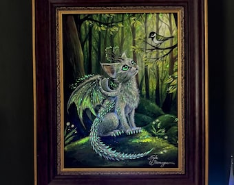 ORIGINAL PAINTING "Oogie Boogie Kitty, Framed Whimsical Art, Glows in Black Light, (read description below for details)