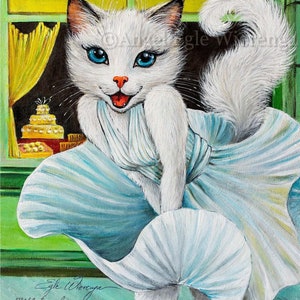 Giclée Prints& CANVASES &quot;Meowlyn Monroe&quot;, Marilyn Monroe, Cat art  (Please read &quot;Description&quot; for details below)