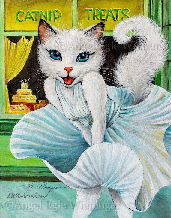 お値下げ　マリー　ローランサン　オリジナル版画　ネコ ジクレー版画＆キャンバス「Meowlyn Monroe」、マリリン・モンロー、猫