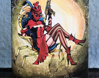 CANVASES, 8"x 10", Steampunk style "Lady Deadpool" , End of Cycle, Giclée canvas, ready to hang, Only few left! (Pleas read description).