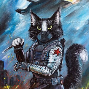 Giclée Prints & CANVASES, &quot;Bucky Cat&quot;, superhero cat (please read &quot;Item details&quot; in Description below)