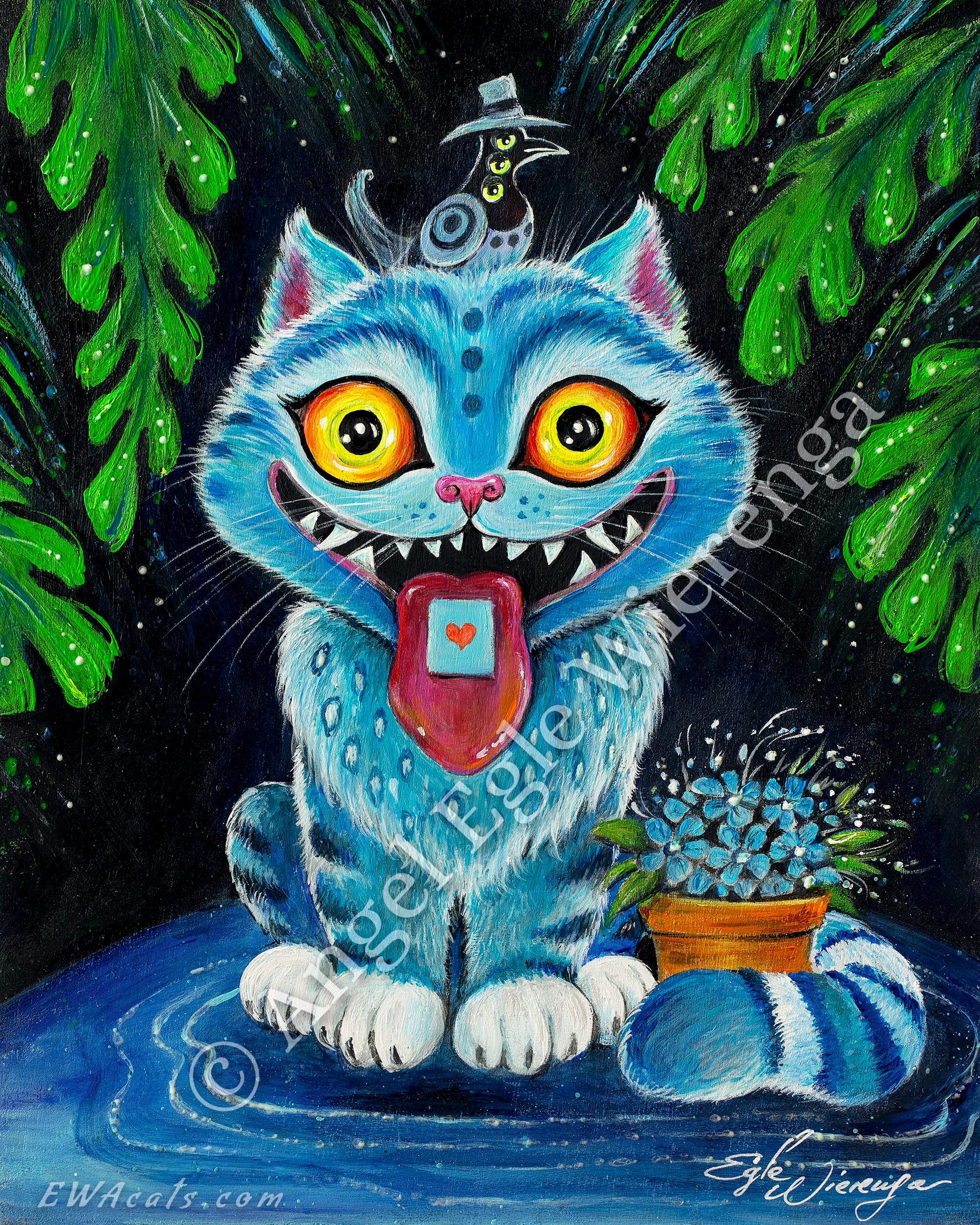 ダーピータイガーキャットジクレープリント、気まぐれな猫アート、壁