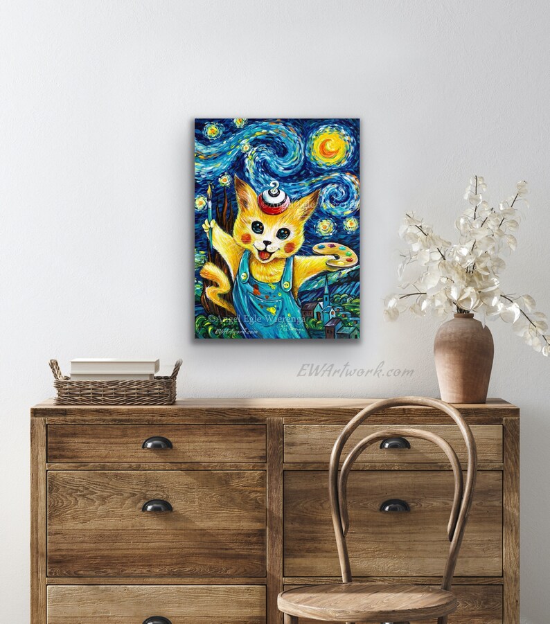 Giclée Prints & CANVASES, Pika Kitty, Game, Anime, Pikachu, Cat art Please read Description below for details image 7