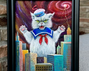 ORIGINAL PAINTING "Stay Fluff" - acrylic Painting. Cat art, Please Read Description below for details!