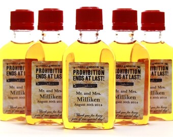 Custom Fireball Mini Liquor Bottle Labels, Prohibition Speakeasy Personalized Labels