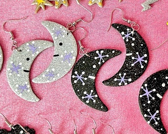 Boucles d'oreilles éclatantes lunaires