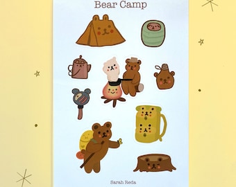 Feuille d’autocollant en vinyle Bear Camp