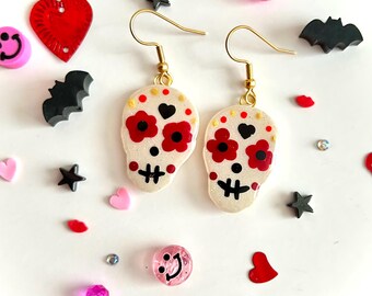 Boucles d'oreilles tête de mort en sucre