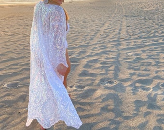 Boho chic Robe/ Mesh plus Sequin Jacket / Sequin Robe • tinsel jacket / Confetti Jacket • More colors available!