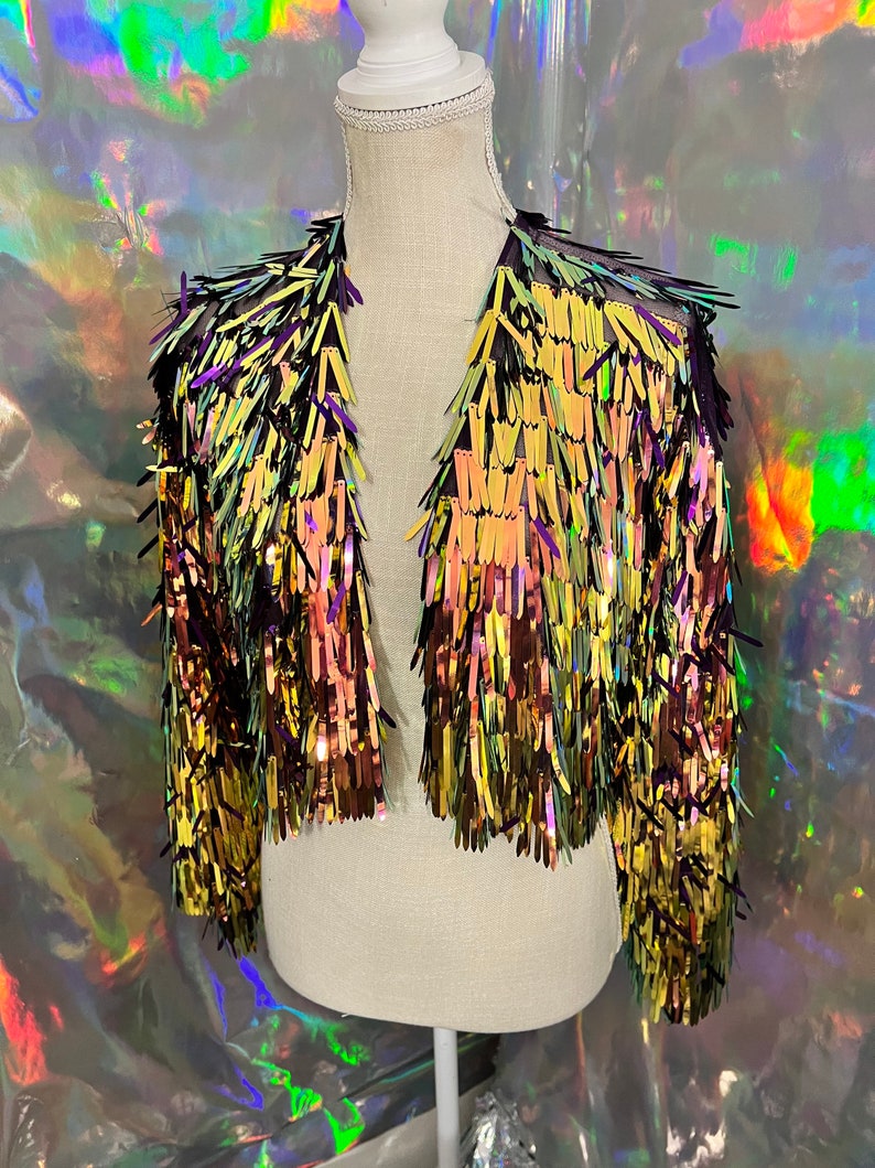 Purple Iridescent Sword Sequin Jacket / Sequin Kimono/ Tinsel Etsy
