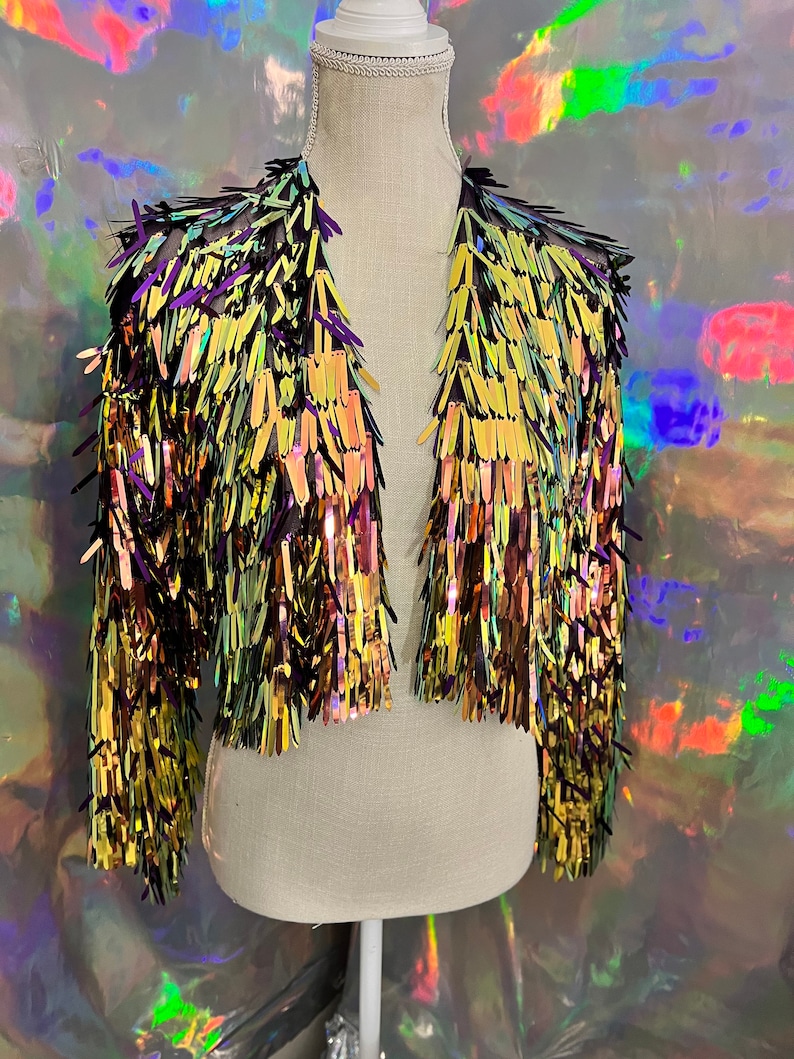 Purple Iridescent Sword Sequin Jacket / Sequin Kimono/ Tinsel Etsy