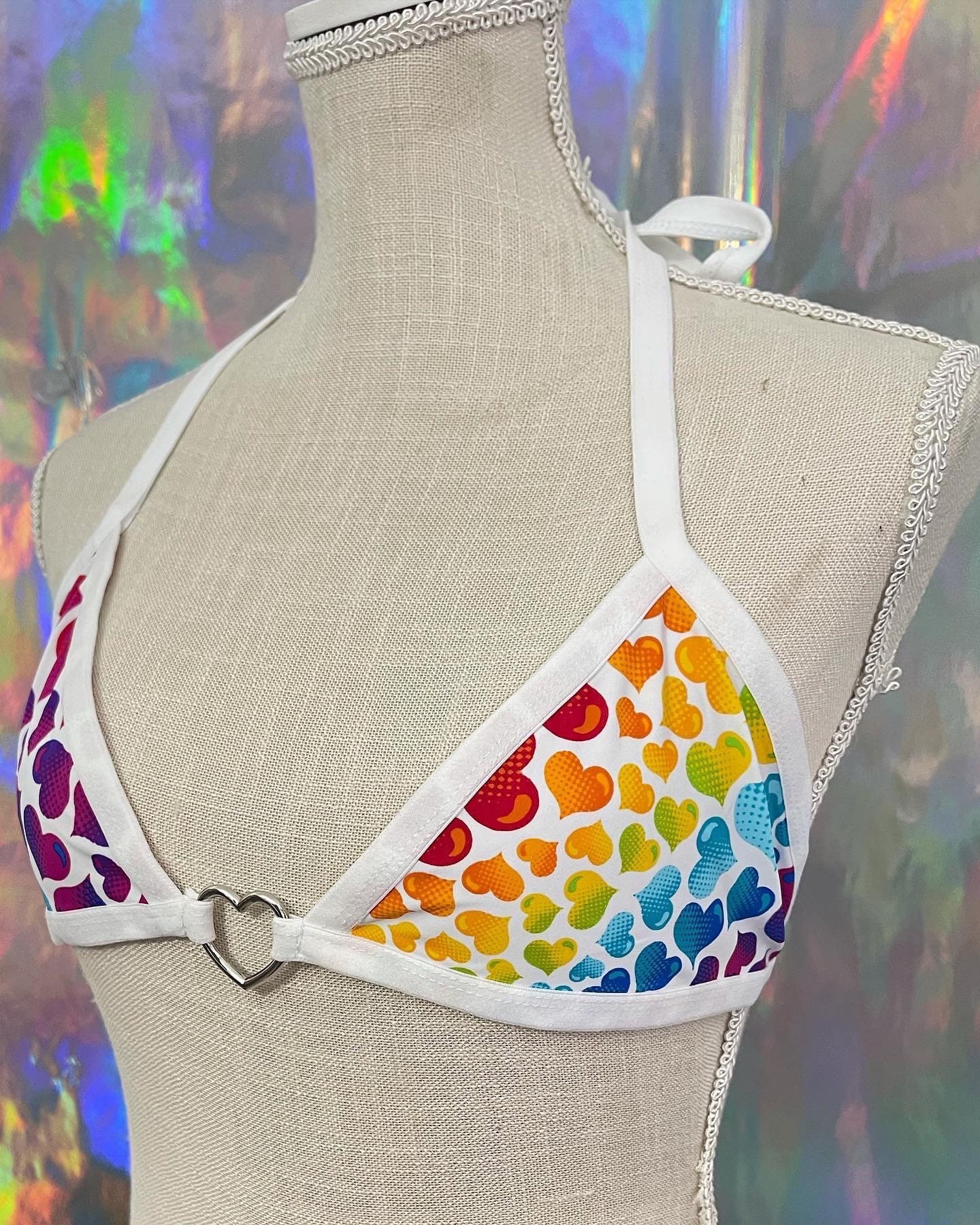 Rainbow heart Bralette