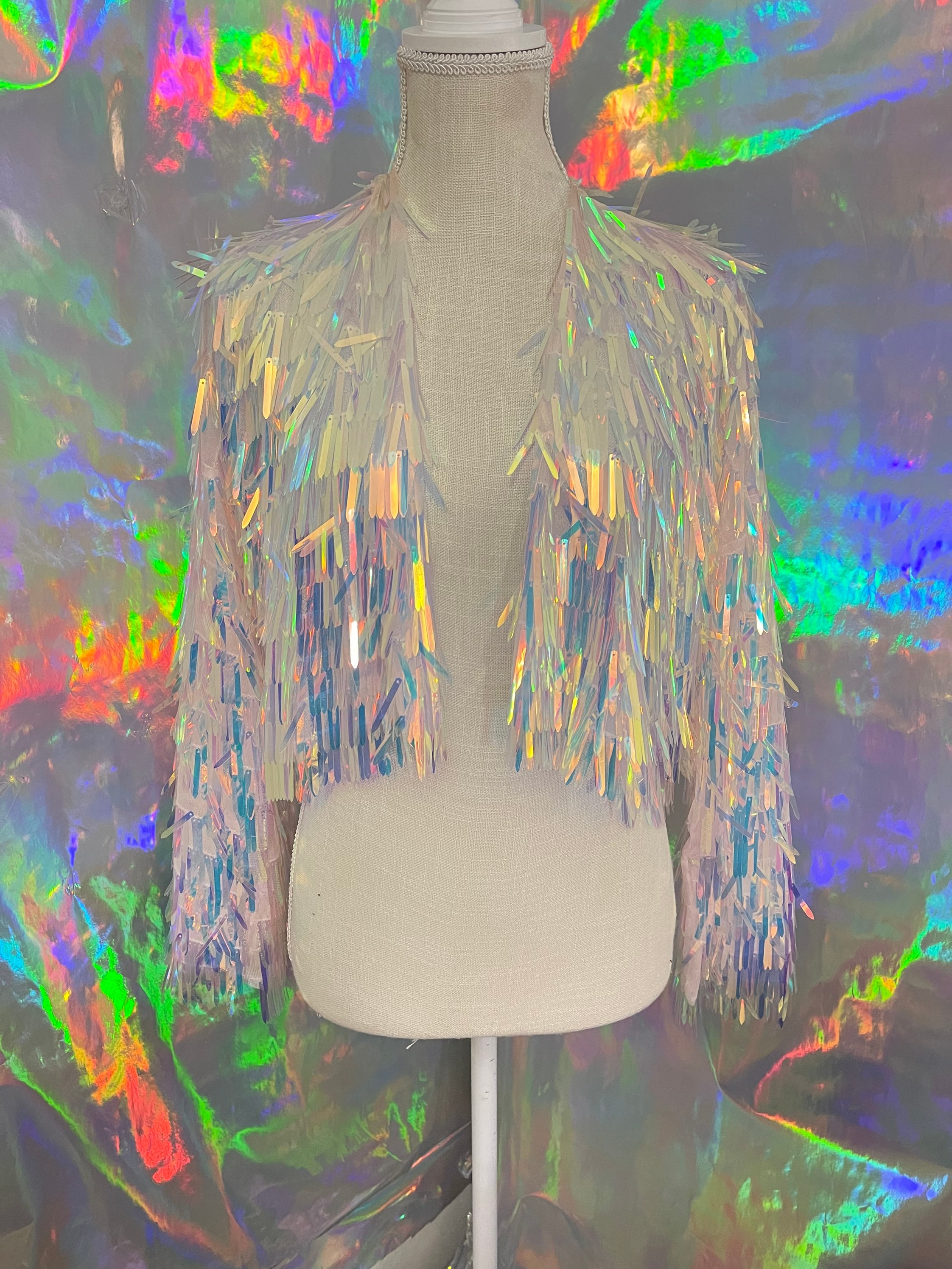 Pink Iridescent Sword Sequin Jacket / Sequin Kimono/ Tinsel | Etsy