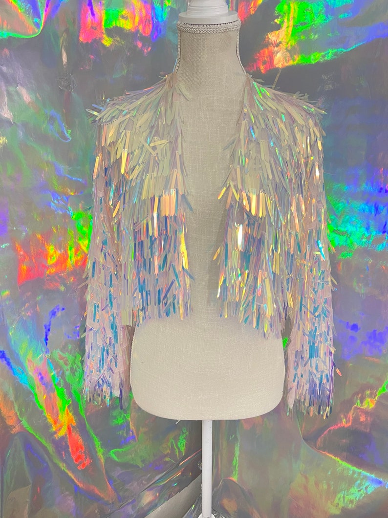 Pink Iridescent Sword Sequin Jacket / Sequin Kimono/ Tinsel Etsy
