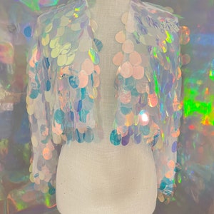 Mermaid iridescent Sequin jacket / sequin Robe/ tinsel jacket / BUBBLE Jacket • Sequin jacket •More colors available!