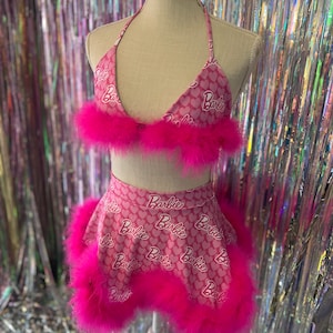 Custom Fluff fur Top and Skirt set • Rave wear • fairy dress • Rave fashion • spandex fabric  • fluffy skirt • more fabric option available