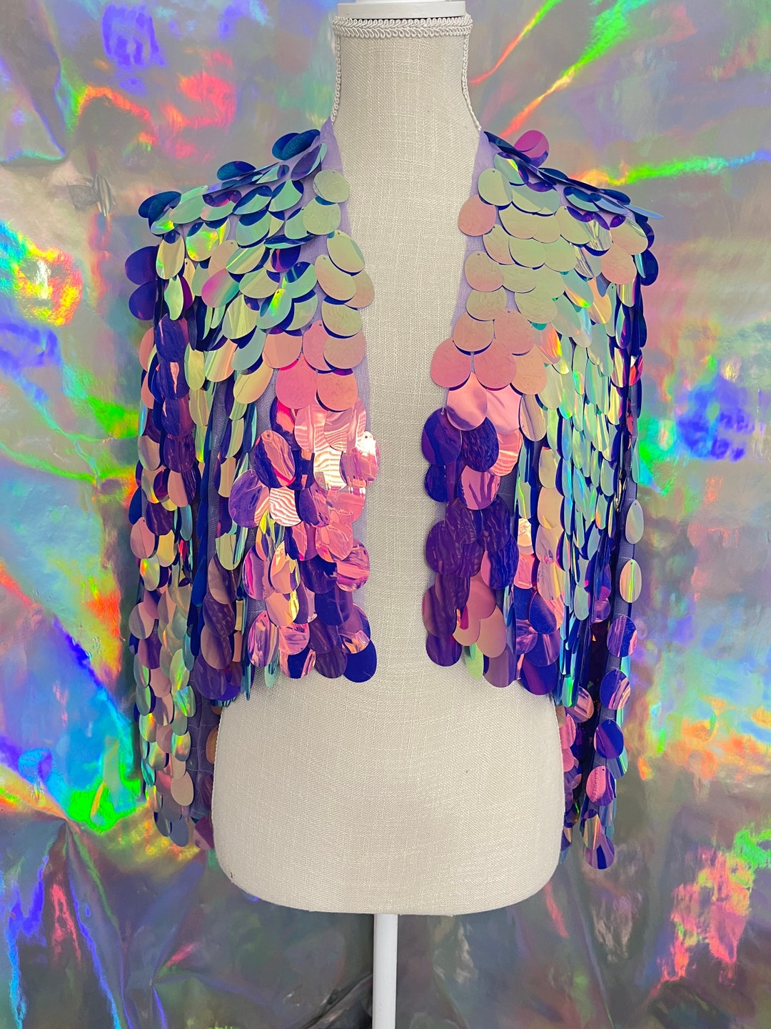 Iridescent Sequin Jacket • Purple & Gold Rave Festival Wear - Etsy