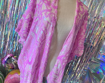 Fairy jacket • Boho Vibe • Beach Attire• Sequin Robe • Witchy • Festival Wear• Pink Robe • beach wedding • tulum fashion